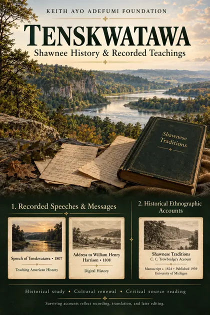 Interpretive KAAF educational poster: Tenskwatawa & Shawnee Traditions
